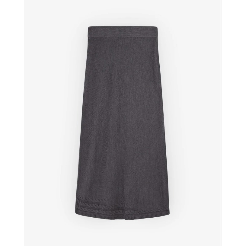Scalpers Asy Crossed Scrub Cable Knit Skirt Crossover Hem Grey Melange Size Xs — image 4 of 8